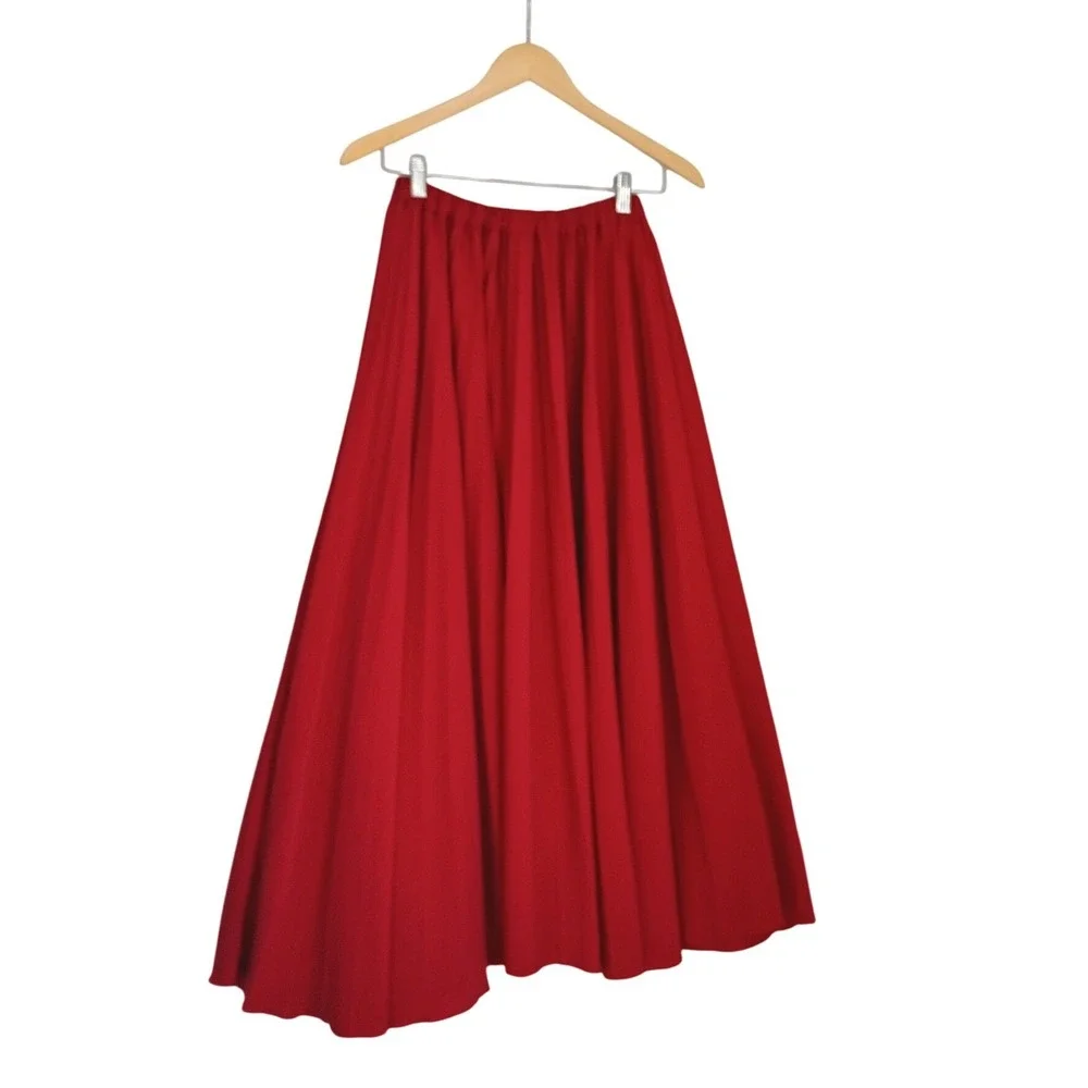 Maeve‎ Anthropologie Red Pleated Button Front Maxi Skirt Fits S Elastic Wst $118